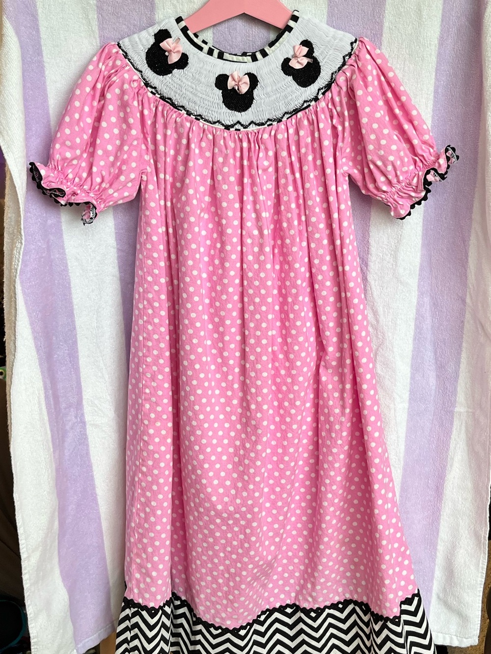 Smocked Mouse with bow Babeeni Dress
